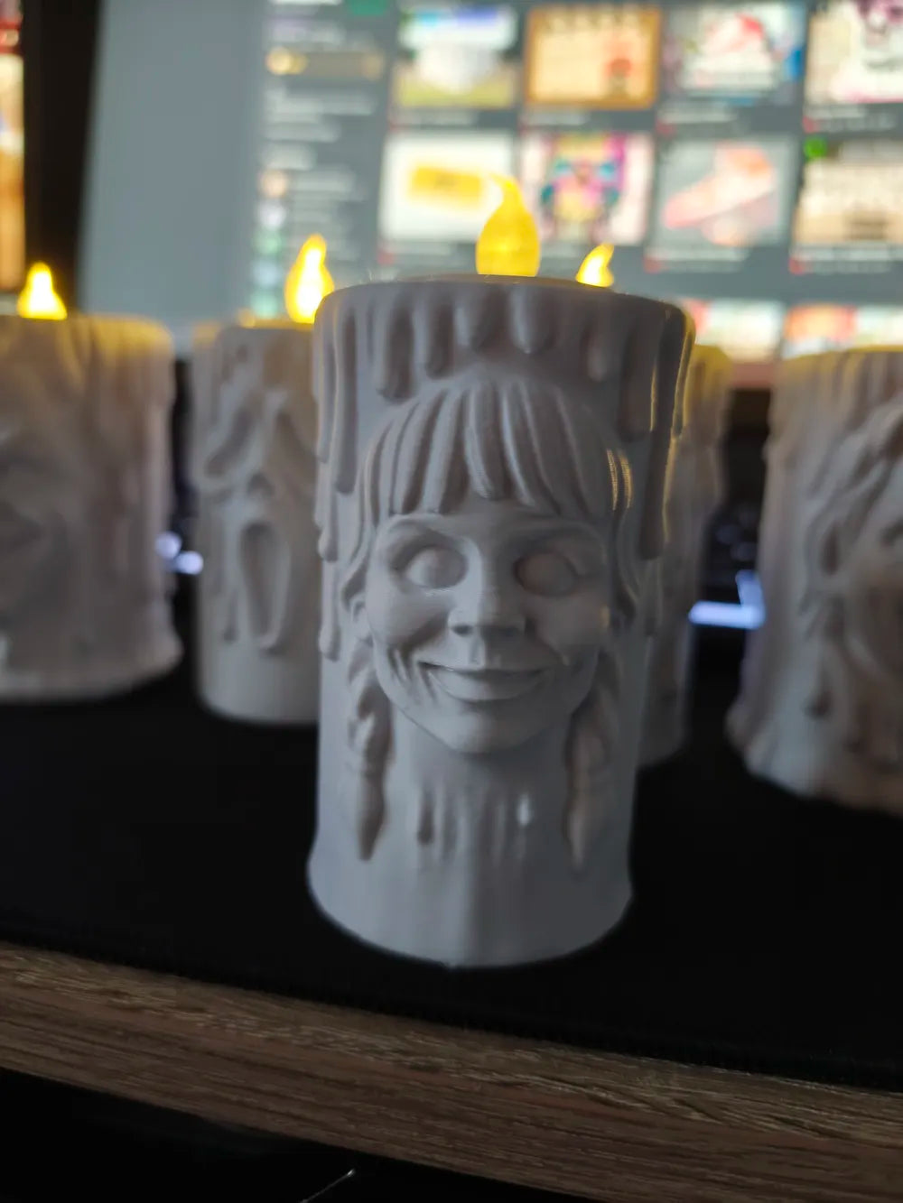 "Porta-vela terror 3D villanos Halloween — portavelas decorativo impreso en PLA Uruguay"