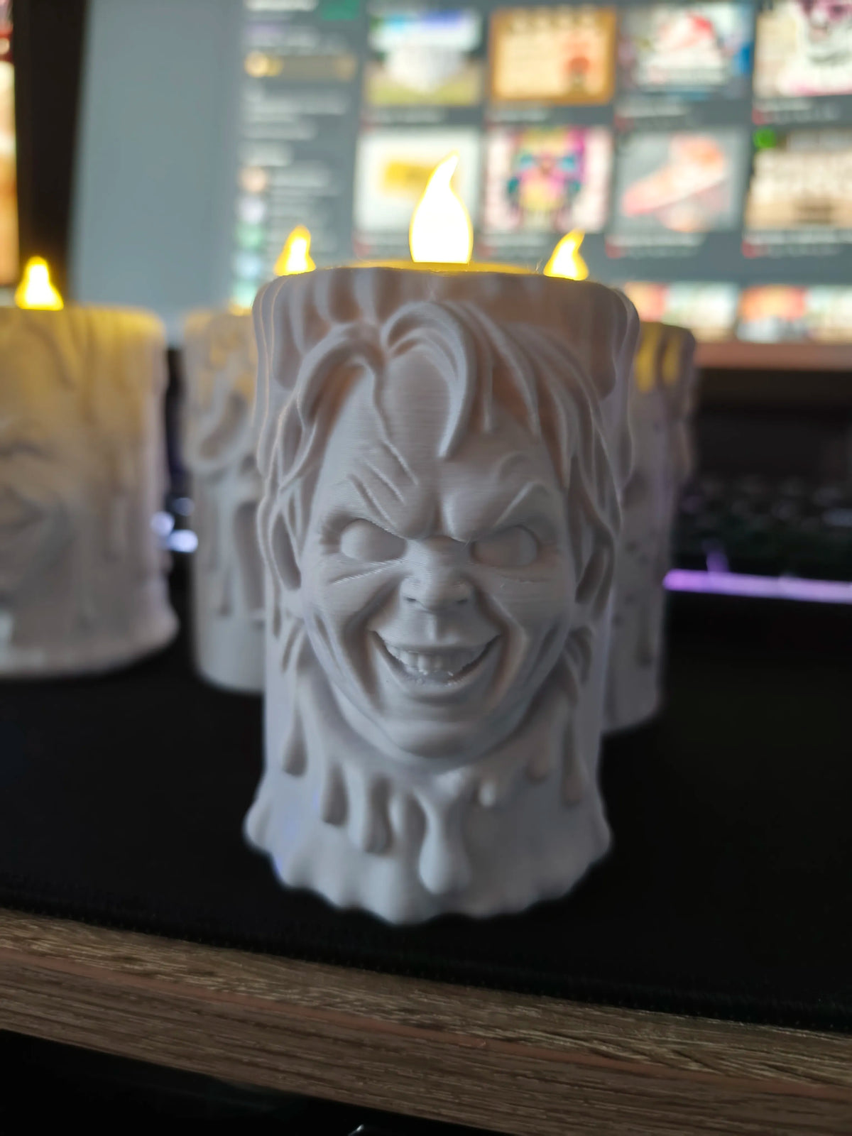 "Porta-vela terror 3D villanos Halloween — portavelas decorativo impreso en PLA Uruguay"