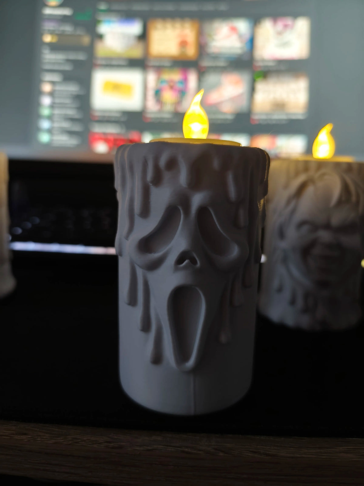 "Porta-vela terror 3D villanos Halloween — portavelas decorativo impreso en PLA Uruguay"