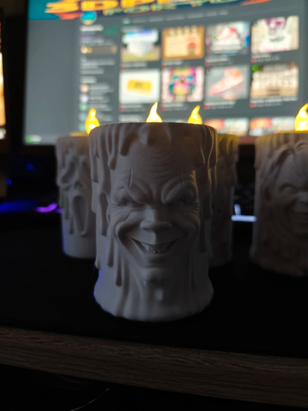 "Porta-vela terror 3D villanos Halloween — portavelas decorativo impreso en PLA Uruguay"