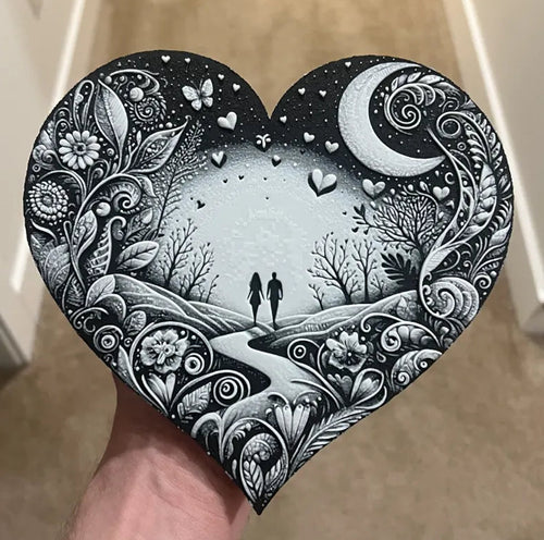 "Arte de pareja cuadro decorativo 3D corazón — regalo romántico impreso en PLA Uruguay"