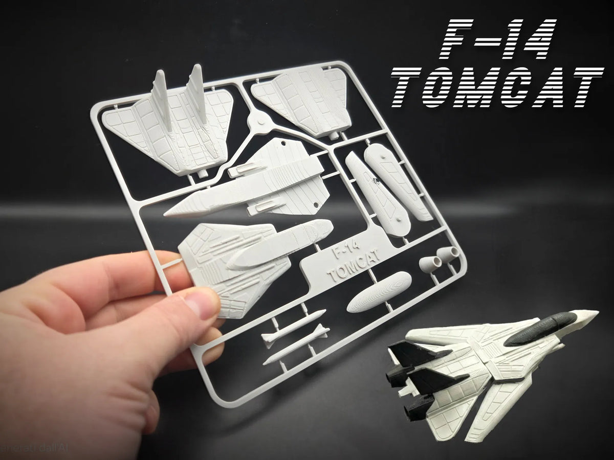 Kit Card Avión F-14 Tomcat impreso en 3D gris con todas sus piezas en tarjeta para armar