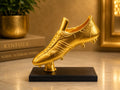 Trofeo botín dorado clásico personalizable 3D sobre base negra