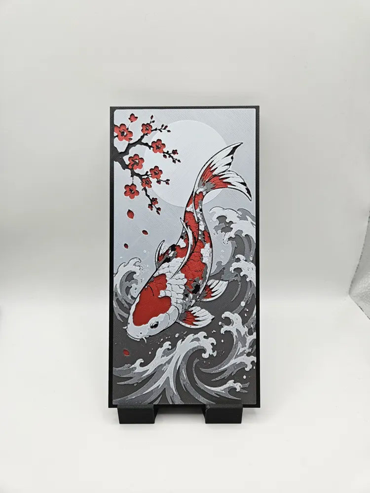  "Carpa Koi China cuadro decorativo 3D — arte de pared impreso en PLA Uruguay"
