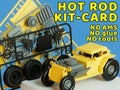 Kit Card Hot Rod impreso en 3D amarillo gris y negro con 3 placas de piezas para armar