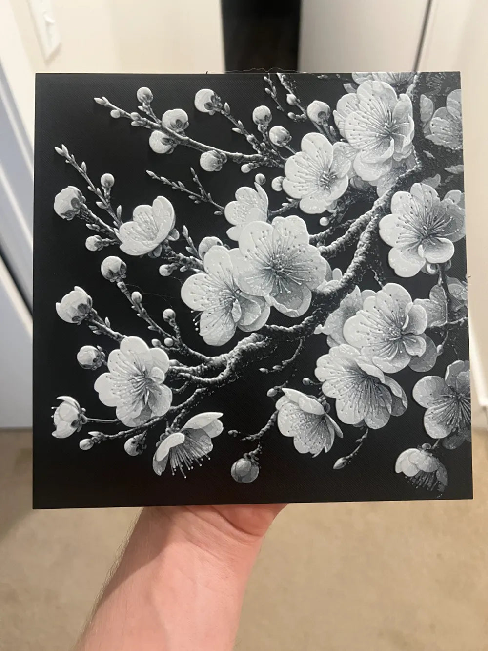  "Flores en relieve cuadro decorativo 3D — arte de pared floral impreso en PLA Uruguay"