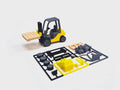 Kit Card Autoelevador Forklift impreso en 3D amarillo gris y negro con palet incluido y piezas para armar