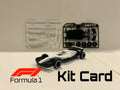 Kit Card Auto Fórmula 1 impreso en 3D blanco y negro con 2 placas de piezas para armar
