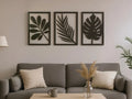 "Hojas X3 cuadro decorativo 3D — arte de pared botánico"
