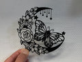 "Luna floreada cuadro decorativo 3D — arte de pared con relieve floral impreso en PLA Uruguay"