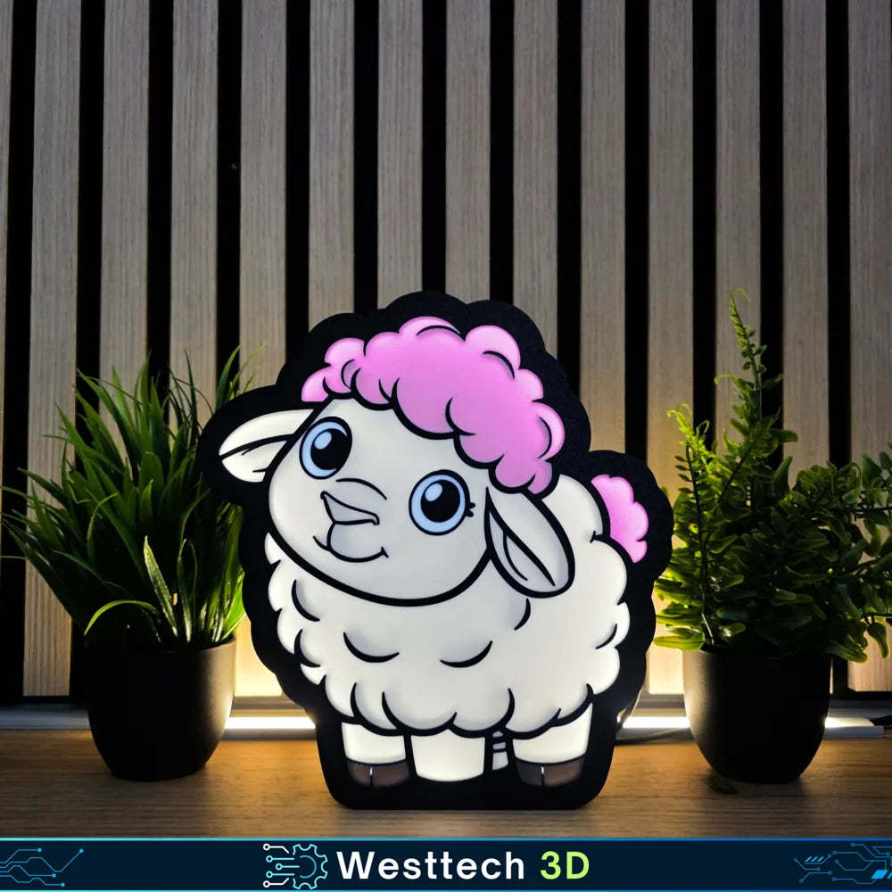 Lámpara Ovejita Rosa 3D