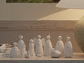 Pesebre moderno minimalista 3D set de 10 figuras blancas con estrías verticales estilo nórdico