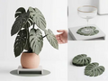 "Set decorativo botánico 3D 3 piezas verde — figuras decorativas de plantas impresas en PLA Uruguay"