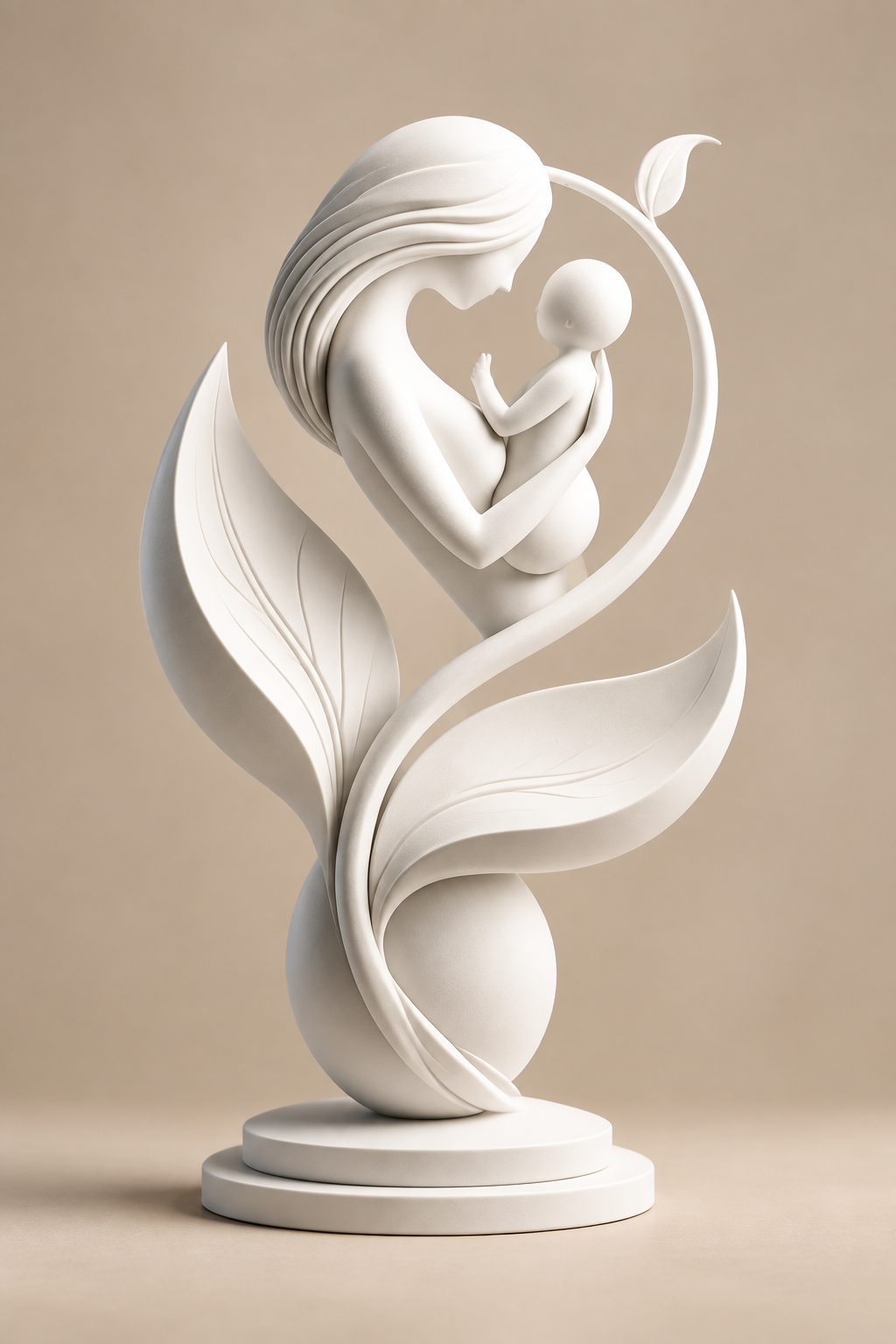 "Amor materno escultura decorativa 3D — figura de madre e hijo impresa en PLA Uruguay"
