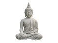 Escultura decorativa 3D Buda tailandés clásico sentado meditando, color blanco grisado