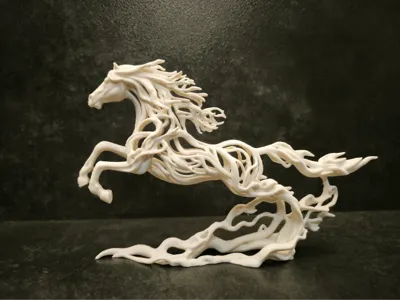  "Caballo etéreo escultura decorativa 3D — figura de animal con relieve impresa en PLA Uruguay"