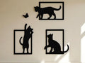 Gatos en Marco — Set x3 Cuadros Decorativos 3D