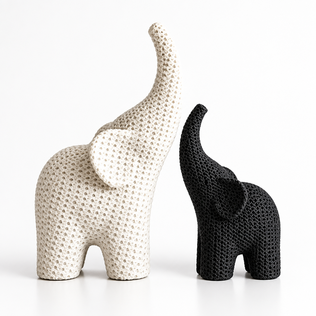  "Elefante texturado figura decorativa 3D con relieve tejido — escultura impresa en PLA Uruguay"