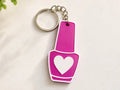 Llavero esmalte 3D con corazón color fucsia, accesorio para manicuristas