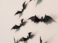 Set 4 murciélagos de pared 3D negro con relieve - 16cm y 14cm decoración Halloween