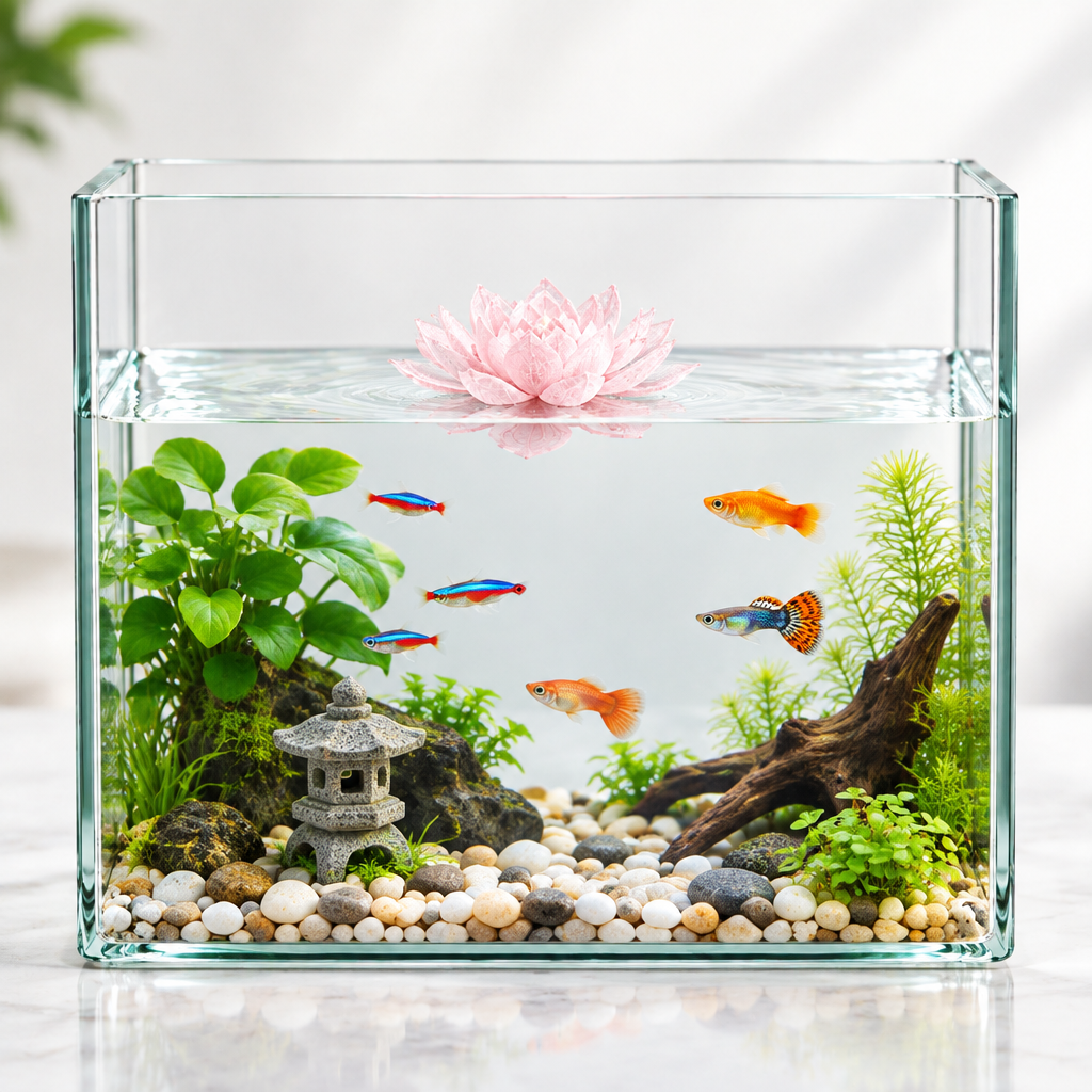 "Nenúfar decorativo 3D flor de loto para pecera o jarrón — figura impresa en PLA Uruguay"