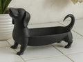 Organizador decorativo 3D perro salchicha negro con bandeja en el lomo para llaves y accesorios