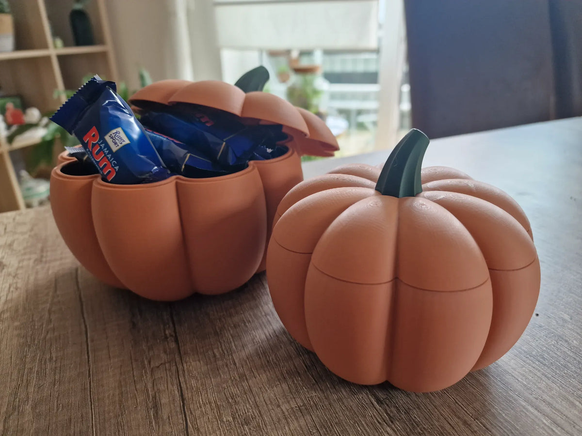 Tazón calabaza con tapa 3D bicolor naranja y verde 15x15cm - Halloween