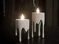 Set 2 porta-velas derretidas 3D blancas con velas tealight - 8cm y 10cm Halloween